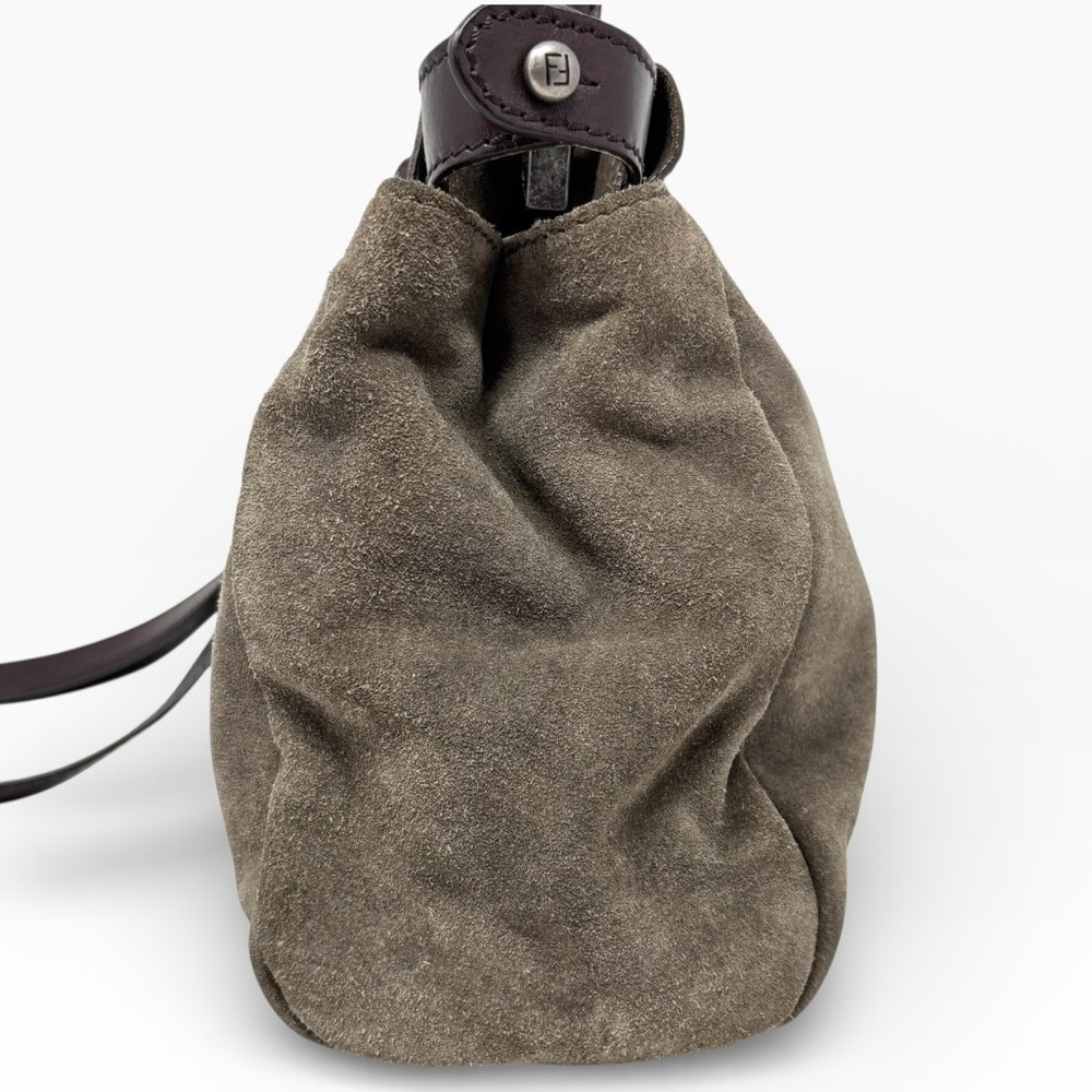 Fendi Peekaboo Top Handle Bag Dove Grey Suede Medium Silver Hardware - Picture 7 of 16